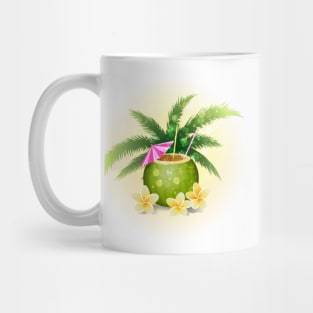 Hello Summer Holiday illustration with cocktail and tropical flowers Mug